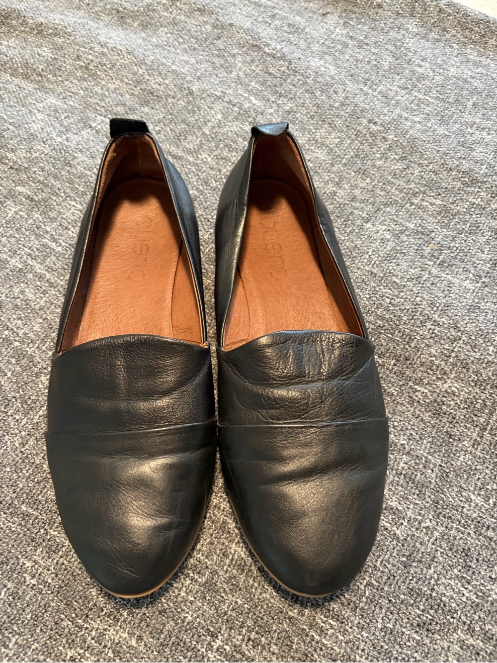 Bueno Black Leather Slip-On Loafers